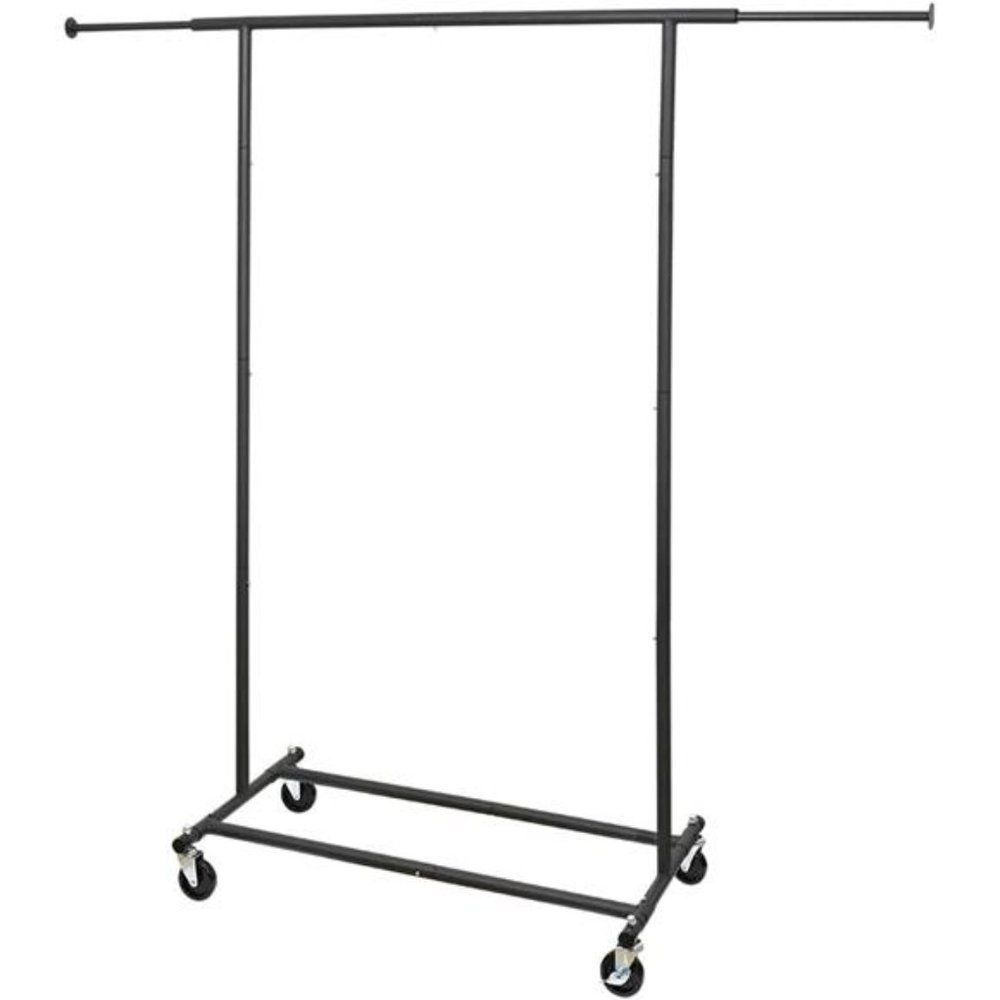 Heavy Duty Standard Rod Clothing Metal Garment Rack, Matte Dark Black